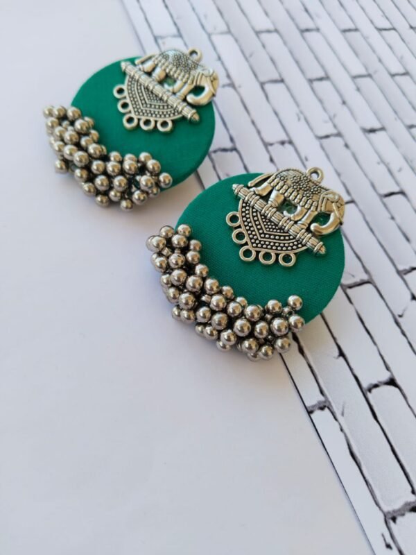 Zupppy Jewellery Rainvas Sea green silver elephant studs earrings