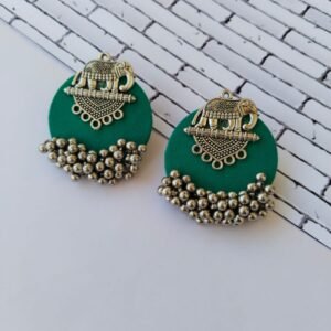 Zupppy Jewellery Rainvas Sea green silver elephant studs earrings