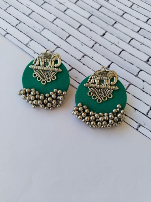 Zupppy Jewellery Rainvas Sea green silver elephant studs earrings