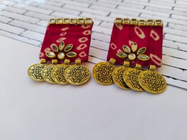 Zupppy Jewellery Rainvas Red square kundan coin studs earrings