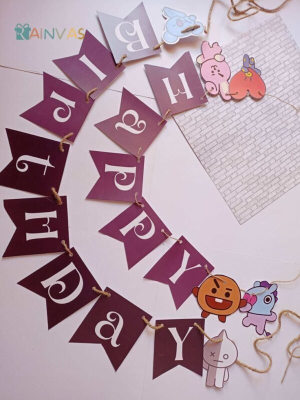 Zupppy Art & Craft BTS Kpop theme birthday party banner