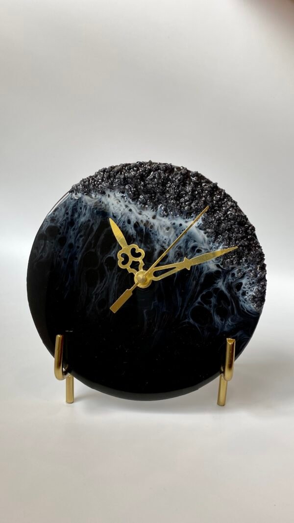 Zupppy clock Black Ocean Resin Desk Clock | Classic Resin Table Clock with Ocean Design