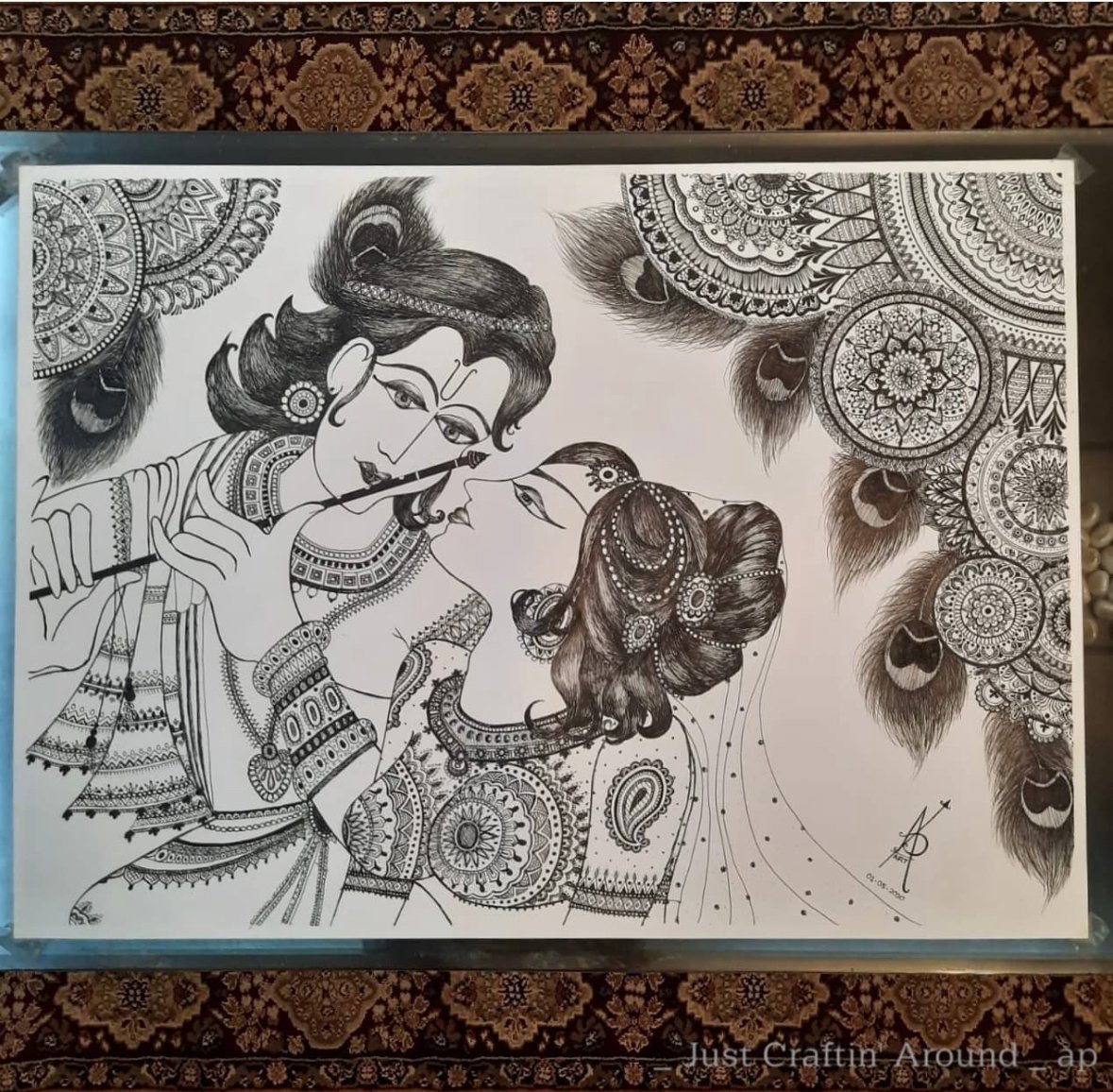 Beautiful Pencil Sketch Of The Little Radha Krishna - Desi Painters