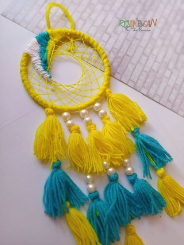 Zupppy wall hanging Yellow blue swirl handmade dreamcatcher | nursery and room decor