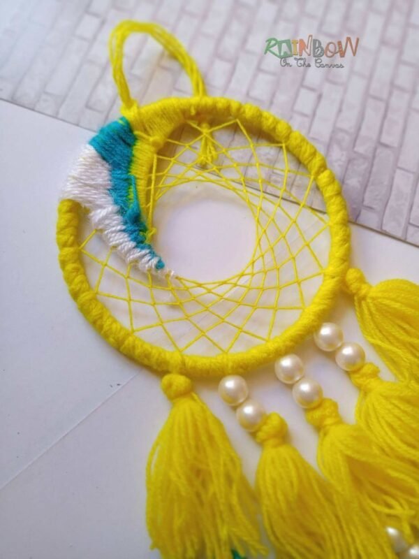 Zupppy wall hanging Yellow blue swirl handmade dreamcatcher | nursery and room decor