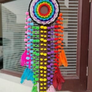 Zupppy wall hanging Multicolour Pom pom dreamcatcher ethnic and traditional decor home