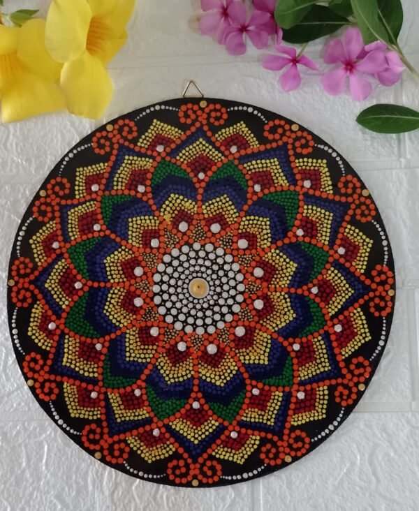 Zupppy Home Decor Flower Dot Mandala Wall Decor With Resin Layer