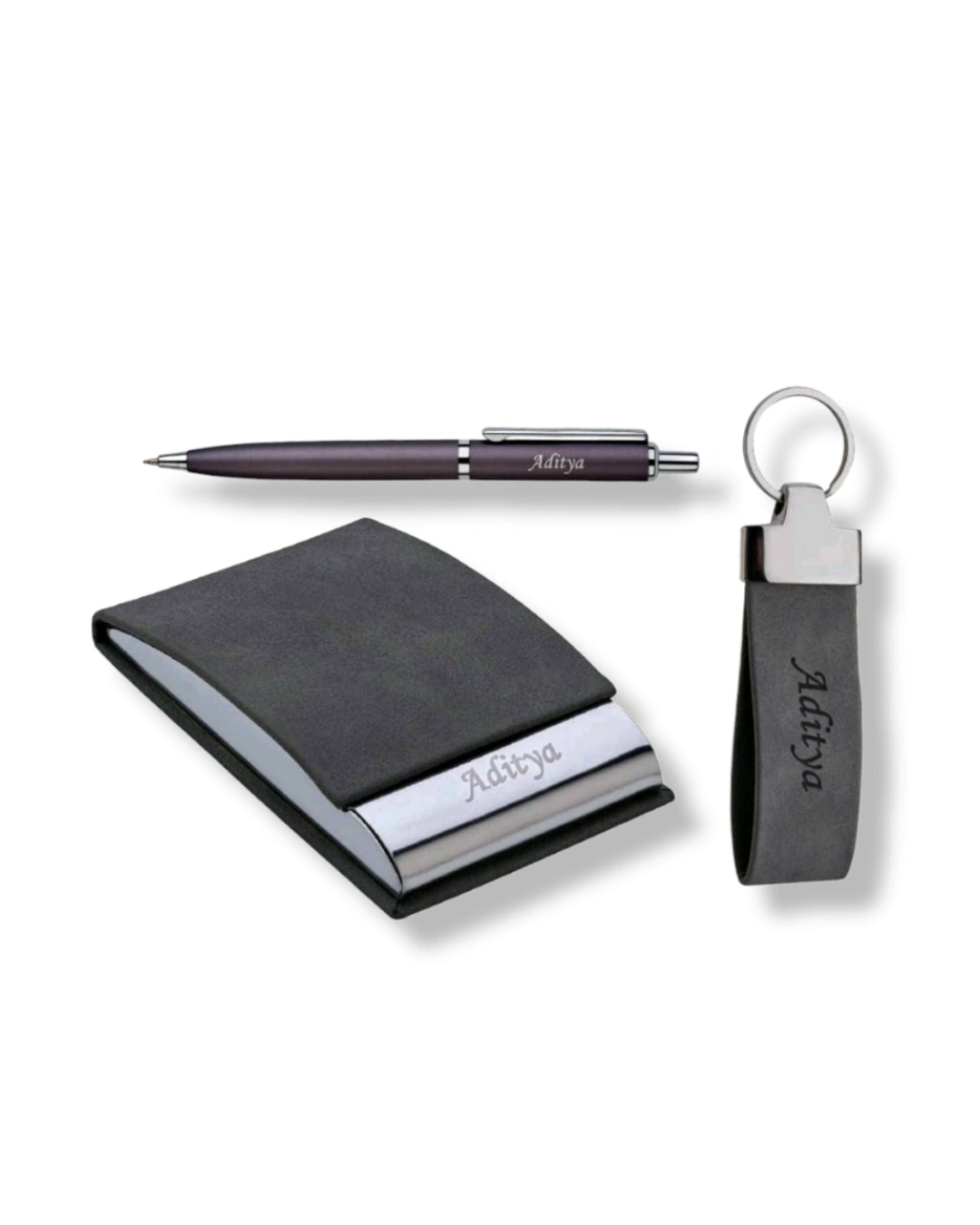 Stylish Gifts Set: Keychain, Pen, Wallet, and Gents Dairy in Black (SE