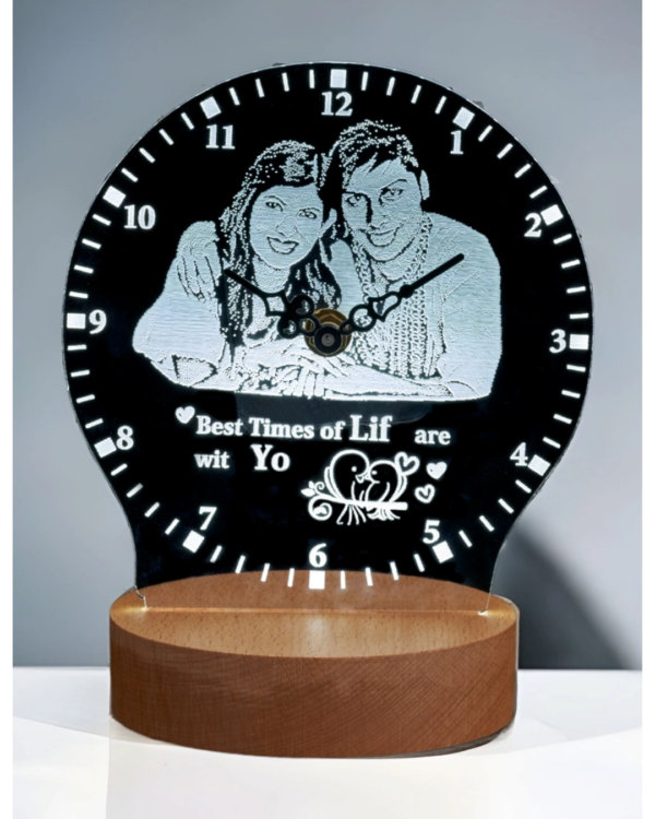 Zupppy clock Wooden Base Acrylic customised photo Table Clock frame