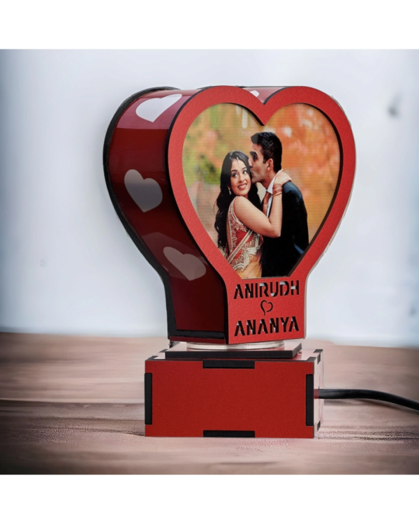 Zupppy Customized Gifts Heart Shape LED Rotating Lamp 360 degree with customised photo and name