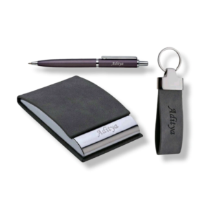 Zupppy Customized Gifts Gray 3 in 1 Combo utility corporate Gift Set | pen, diary keychain