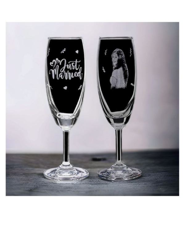 Zupppy Customized Gifts Customised with name and photo Champagne Glass set of 2