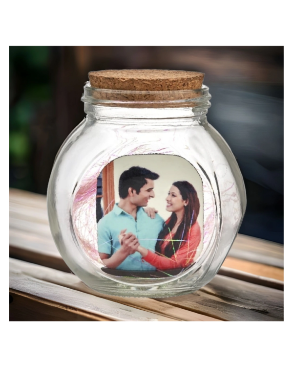 Zupppy Customized Gifts Glass Bottle jar romantic With Wooden Photo Cutout