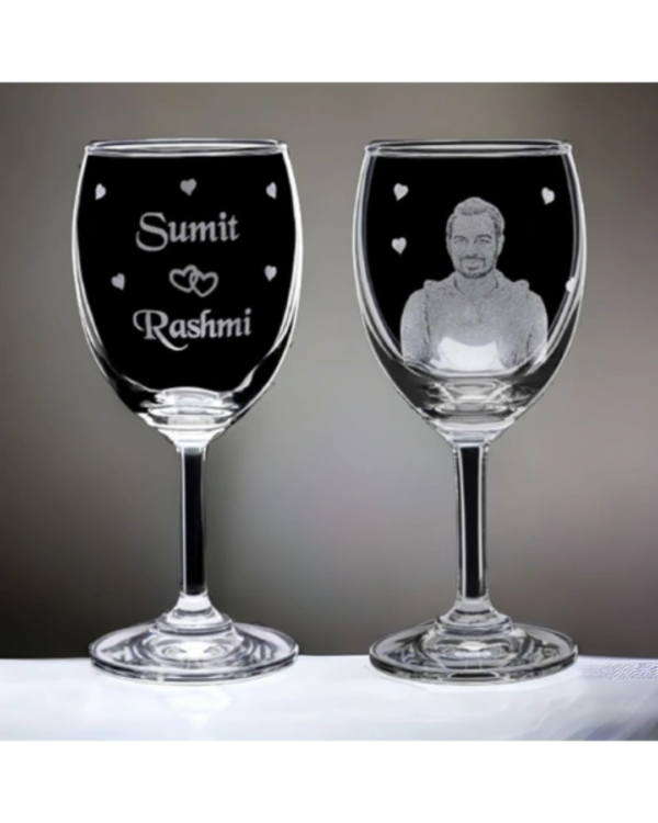 Zupppy Customized Gifts Customised with name and photo Wine Glass set of 2