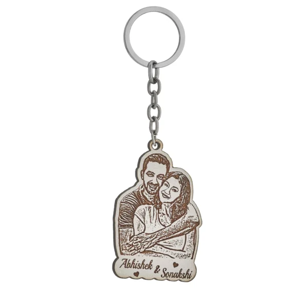 Zupppy Accessories Wooden photo and name Engraved Keychain