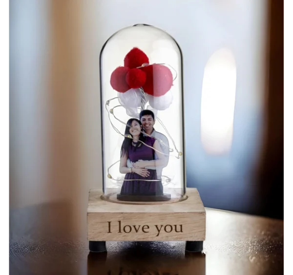 Zupppy Customized Gifts I Love You Glass Dome customised photo frame with LED lights