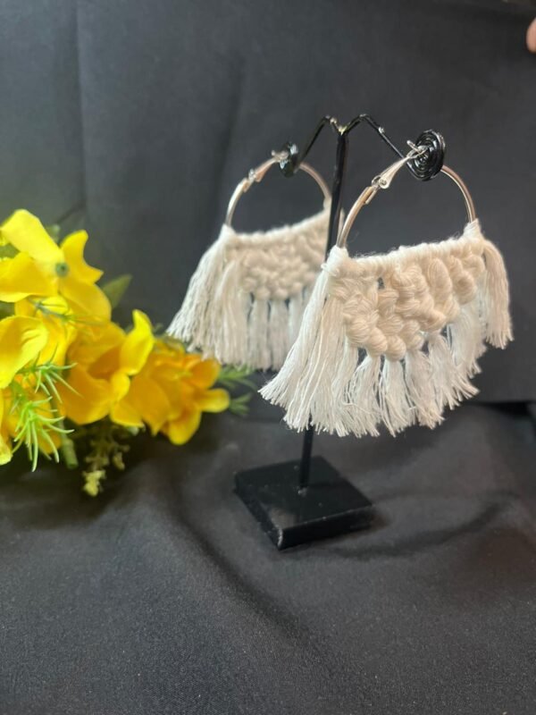 Zupppy Crochet Products Handmade Macrame Earrings – Elegant Boho Crochet Leaf Earrings