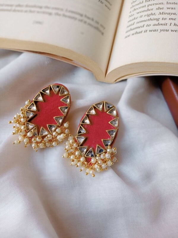 Zupppy Jewellery Rainvas Red beaded tiny studs earrings