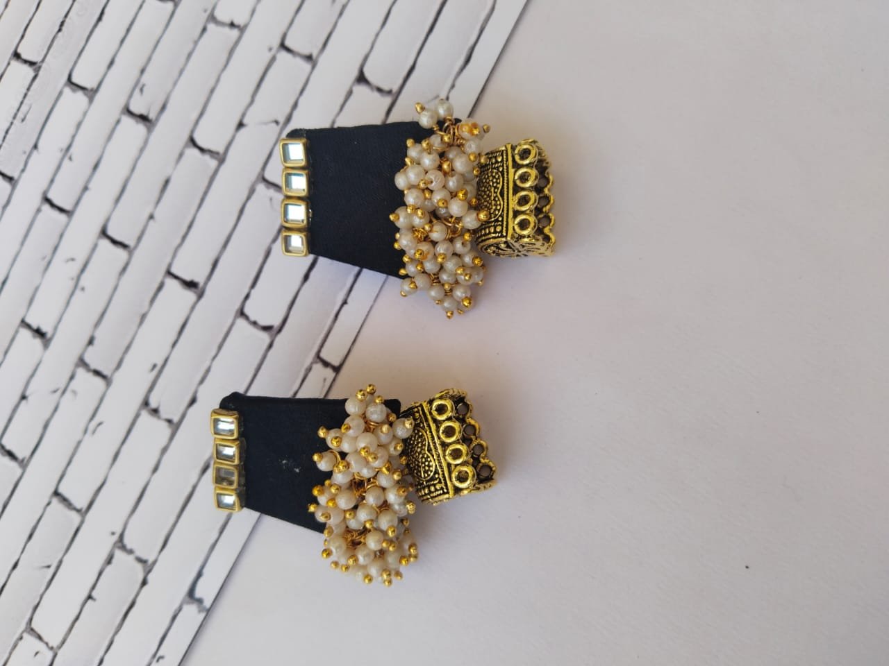 Shop Rubans Silver Plated Handcrafted AD Studded Black Beads Chandbali  Earrings Online at Rubans