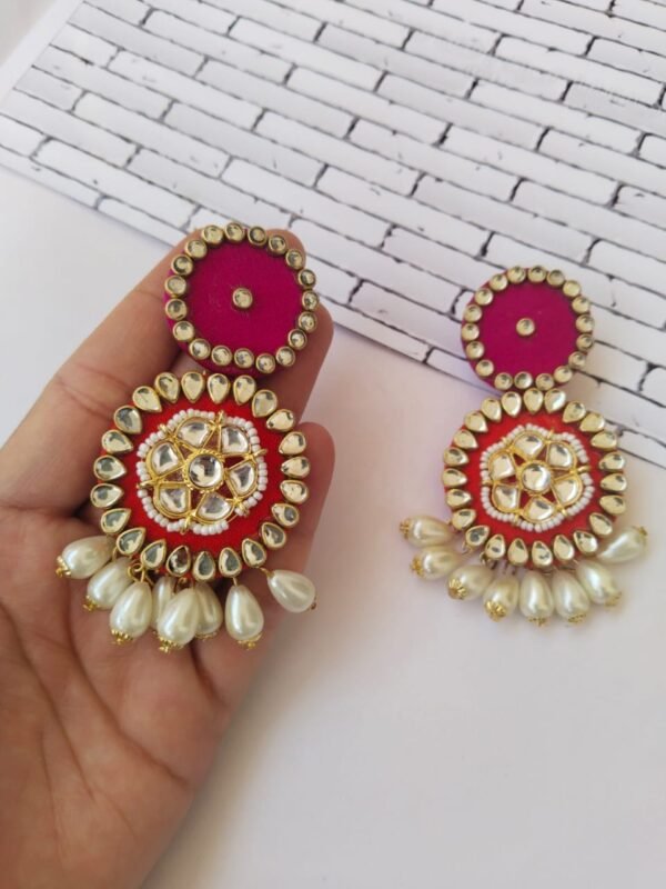 Zupppy Jewellery Rainvas Pink kundan pearl earrings