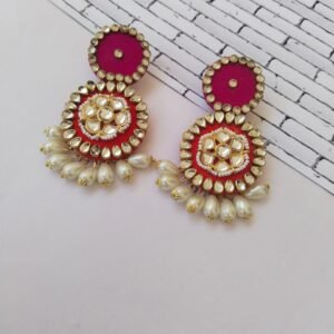 Zupppy Jewellery Rainvas Pink kundan pearl earrings