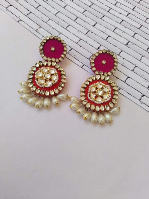 Zupppy Jewellery Rainvas Pink kundan pearl earrings