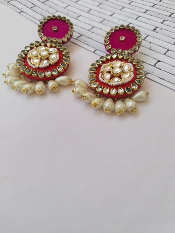 Zupppy Jewellery Rainvas Pink kundan pearl earrings