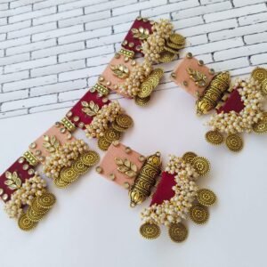 Zupppy Jewellery Rainvas Pink and maroon coin heavy choker set with earrings