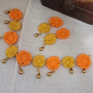 Zupppy Apparel Golden and Orange Floral Necklace set