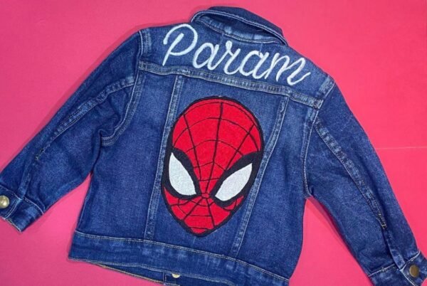 Zupppy Denim Jacket Personalized Spiderman Denim Jacket | Custom Name Denim Jean Jacket
