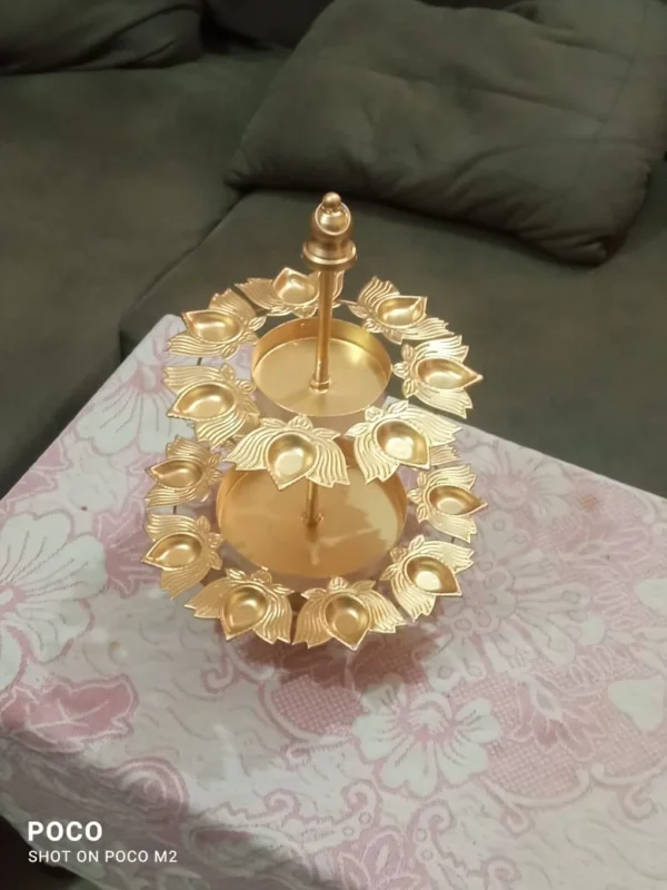 Zupppy Home Decor Diya Urli Stand “Graceful Elegance: Two-Tiered Diya Urli Stand, a Stunning Décor Accent for Festive Celebrations and Home Blessings. Embrace Tradition!”