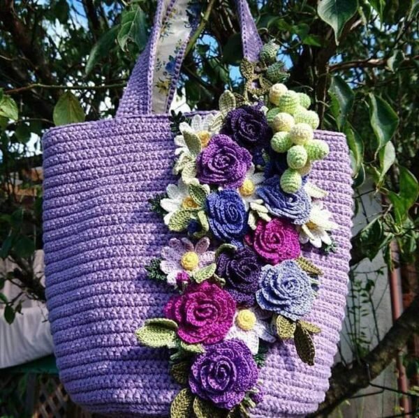 Zupppy Crochet Products Crochet bag “Blooming Elegance: Handcrafted Crochet Rose Flower Handbag – A Stylish Blend of Artistry and Functionality for Timeless Fashion Appeal.”