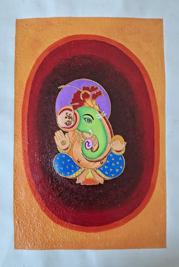 Zupppy Home Decor Handmade ganesha textured painting on canvas