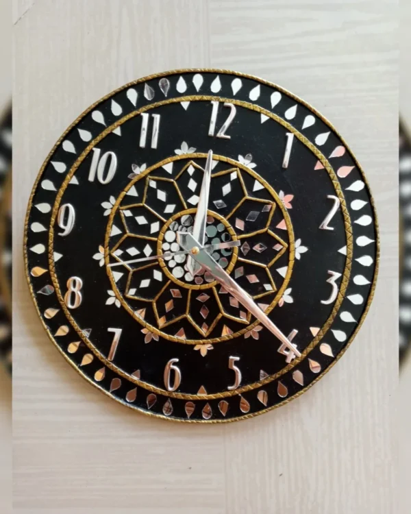 Zupppy clock 12*12 Inch Lippan Art Wall Clock | Handmade Lippan Art | Designer Wall Clock for Home, Office, Hotel Decor