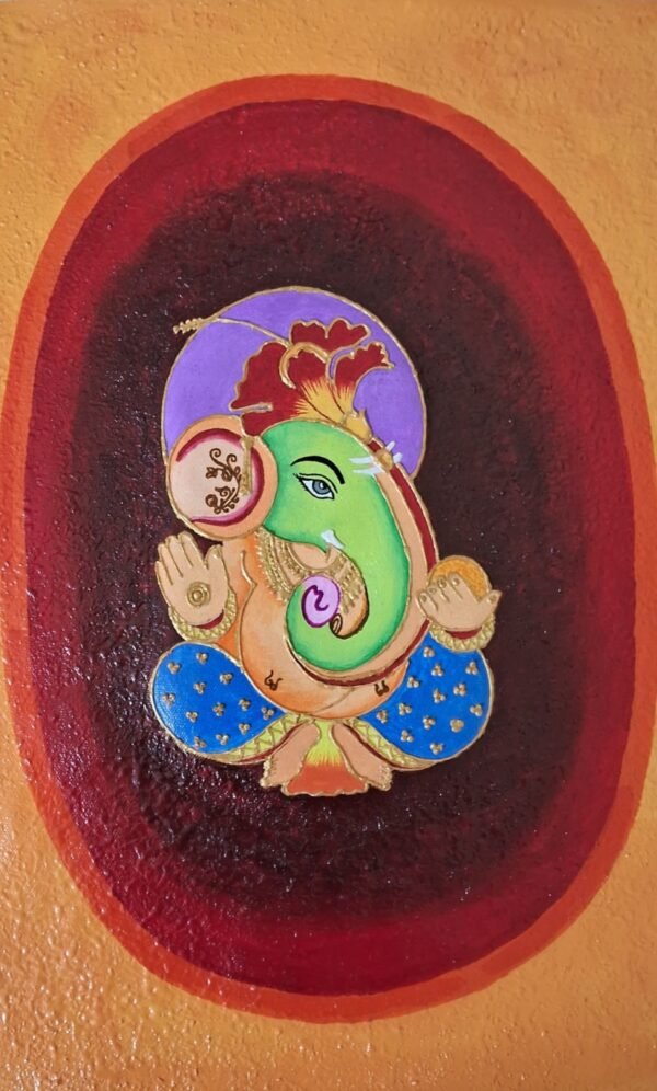 Zupppy Home Decor Handmade ganesha textured painting on canvas