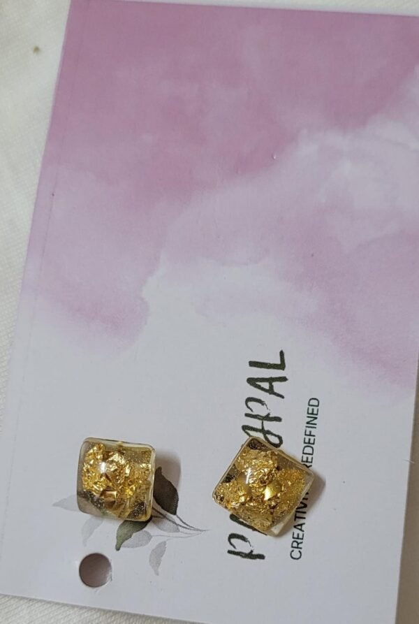 Zupppy Apparel Square Gold Resin Earrings