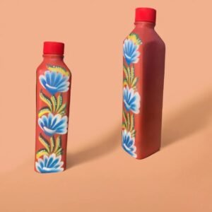 Zupppy Crockery & Utensils Handmade Earthen Clay Water Bottle Drinkware Self Cooling Terracotta Bottle With Cap Pack Of 1