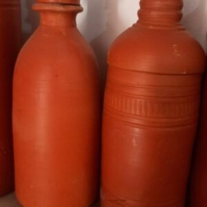 Zupppy Bottle Handmade Earthen Clay Water Bottle | Self-Cooling Terracotta Drinkware with Cap | Terracotta Water Bottles