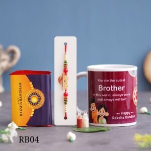 Zupppy Customized Gifts Personalized White Ceramic Mug with Ganeshji Rakhi and KitKat
