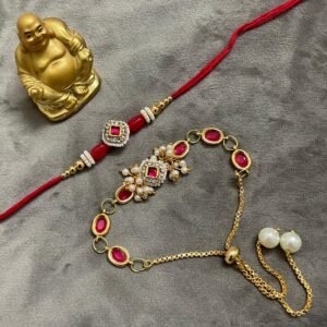 Zupppy Gifts Set Of 2 Kundan Stone Rakhi