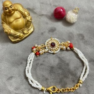 Zupppy Accessories Precious Kundan Beads Designer Rakhi Bracelet For Bhabhi