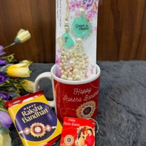 Zupppy Accessories Customized Resin Rakhi & Lumba Set with Mug, Keyring & KitKat – Perfect Raksha Bandhan Gift