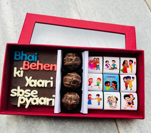 Zupppy Rakhi Ultimate Raksha Bandhan Chocolate Gift Set – Custom Bars, Truffles & Assorted Minis