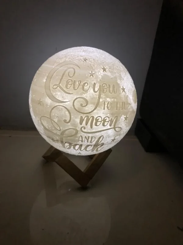 Zupppy Art & Craft 3D Moon Lamp with Wireless Light & Touch Sensor – Wooden Stand Included