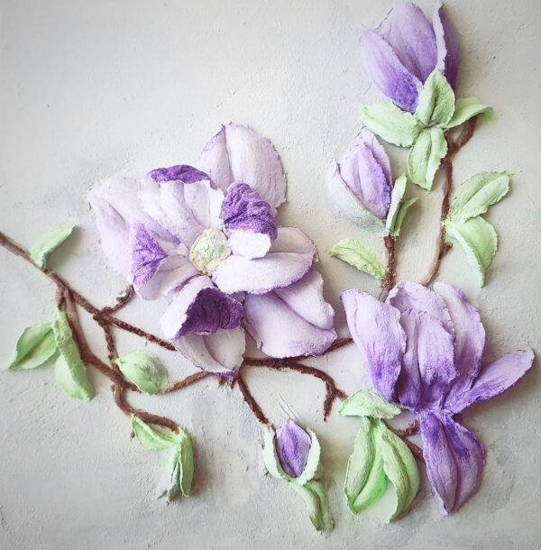 Zupppy Customized Gifts Elegant Bloom: Captivating Purple Magnolia Sculpture Painting in Radiant Detail