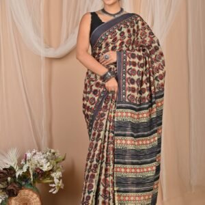 Zupppy Apparel Hand Block Printed Cotton Mul Saree