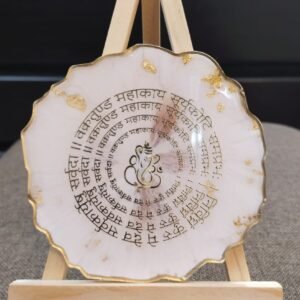 Zupppy Gifts Ganesha Mantra Resin Art With Stand, Work Desk/ Show Piece