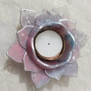 Zupppy Gifts Lotus Flower Resin Art T-Light Holders (2-Piece Set)