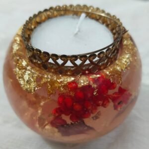 Zupppy Gifts Round Ball Resin Art T-Light Holder – Diwali & Festival Gift