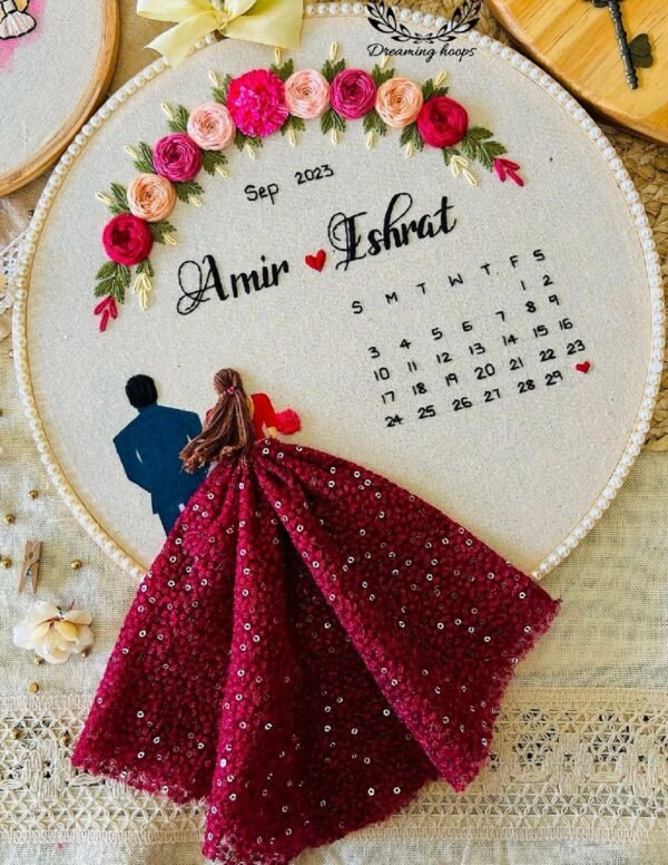 Zupppy Customized Gifts Save the Date Embroidery Hoop Art: Personalized Calendar Keepsake